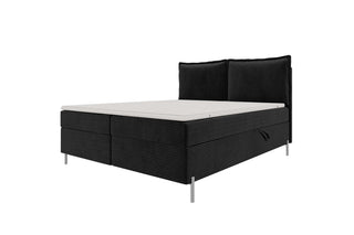 Boxspringbett Elysio in Schwarz aus Cordstoff mit wählbarer Liegefläche für Schlafzimmer