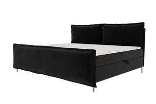 Boxspringbett Elysio Plus Familienbett in Schwarz aus Cordstoff mit wählbarer Liegefläche für Schlafzimmer