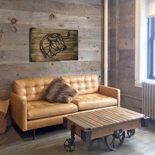 Wandbild Holz Büffel – Natur Wandkunst für Wohnzimmer - Bild 2