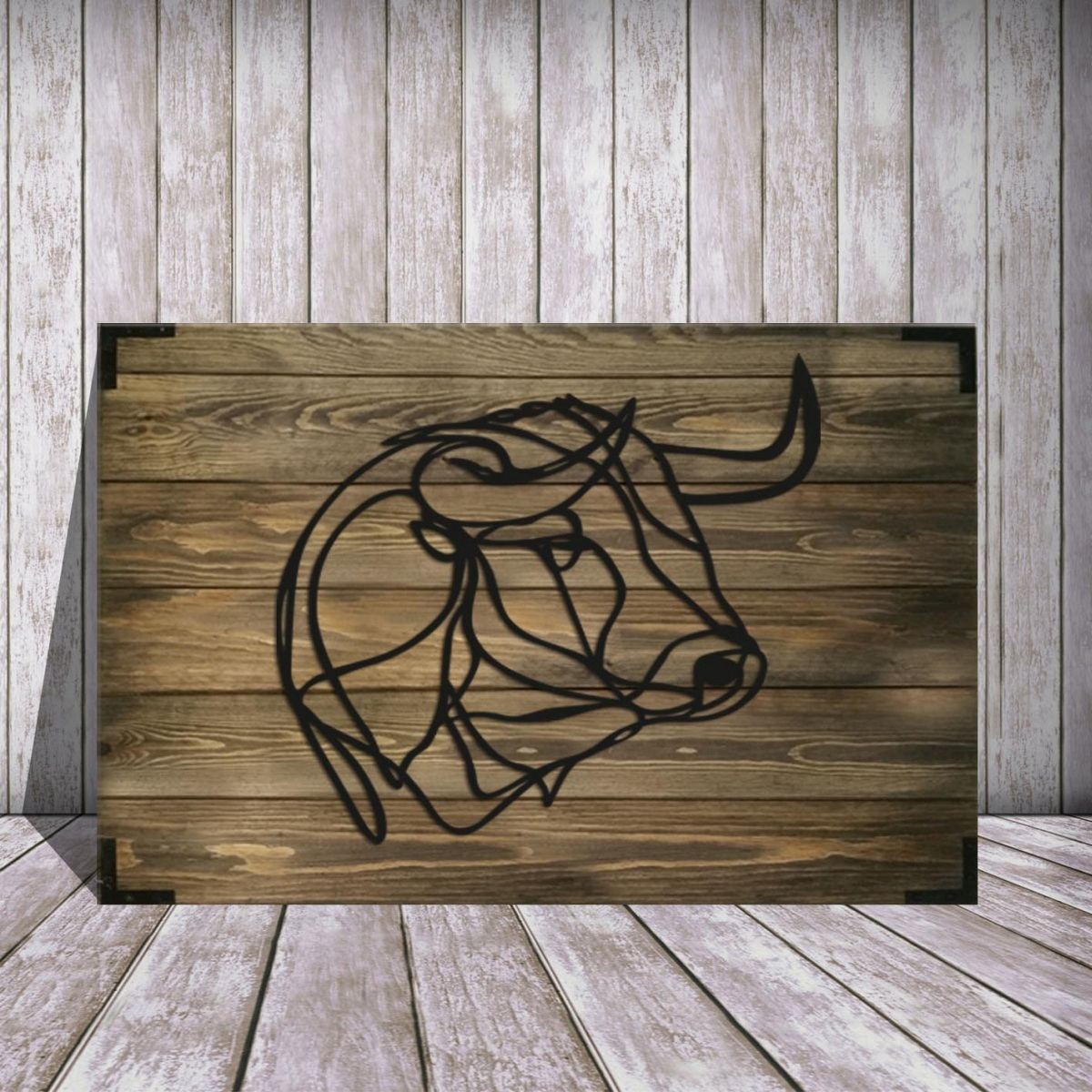 Wandbild Holz Büffel – Natur Wandkunst für Wohnzimmer - Bild 3