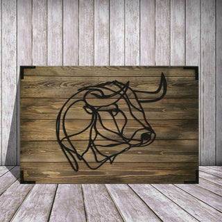 Wandbild Holz Büffel – Natur Wandkunst für Wohnzimmer - Bild 3