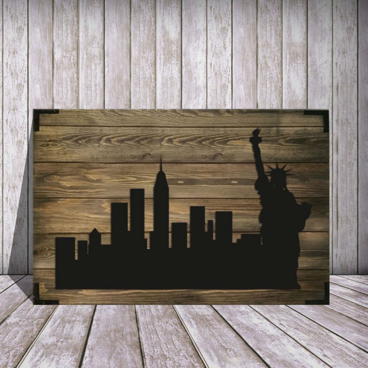 Wandbild Holz New York – Urbanes Design für Wohnzimmer - Bild 3