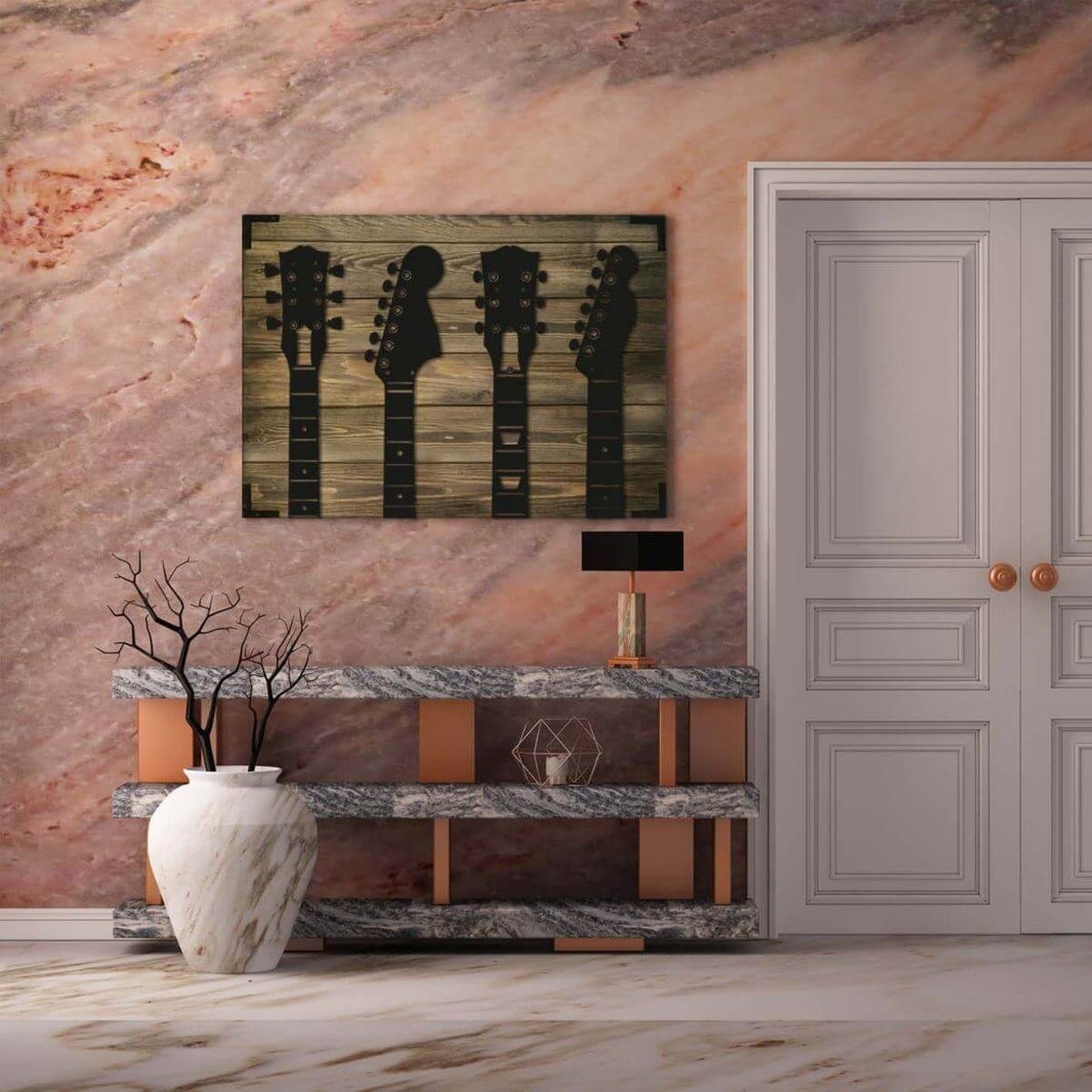 Wandbild Holz Gitarren Musikdesign