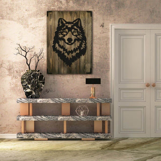 Wandbild Holz Wolf – Majestätisches Design für Wohnzimmer - Bild 1