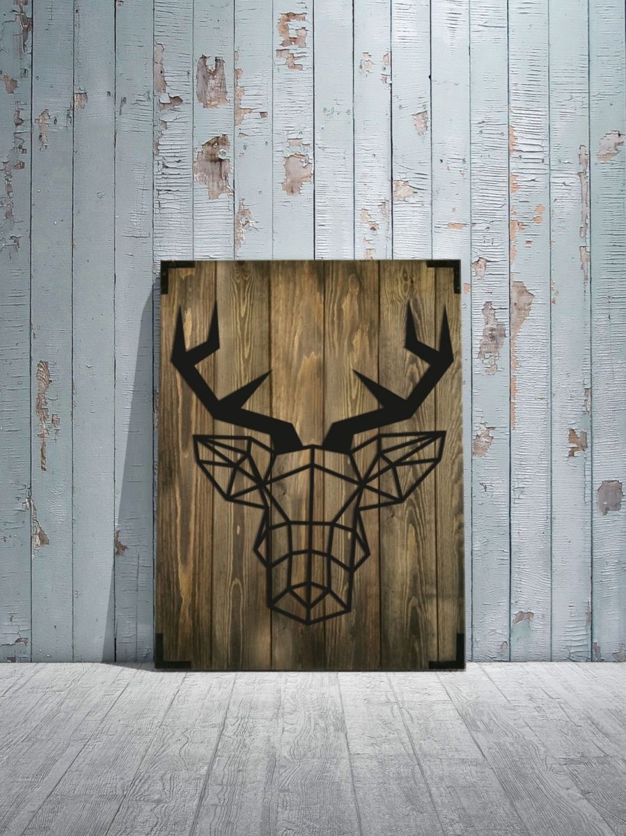 Wandbild Hirsch aus Holz – 50 × 70 cm für Wohnzimmer - Bild 3
