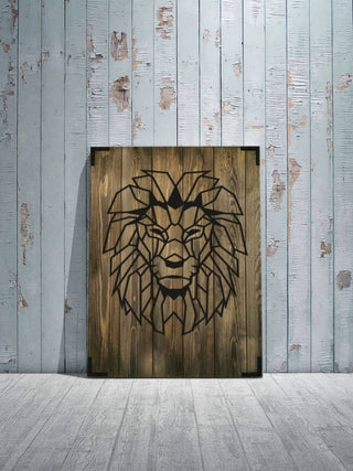 Wandbild Löwe aus Holz – 50 × 70 cm für Wohnzimmer - Bild 3
