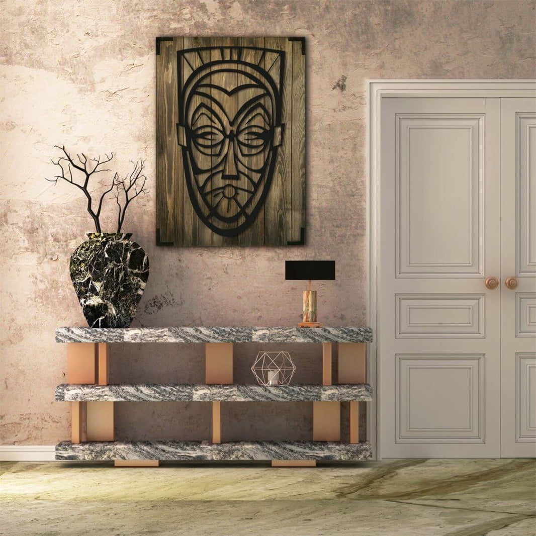 Wandbild Holz Maske Exklusive