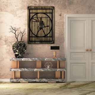 Wandbild Holz Skelett – Gruselige Wandkunst für Wohnzimmer - Bild 1