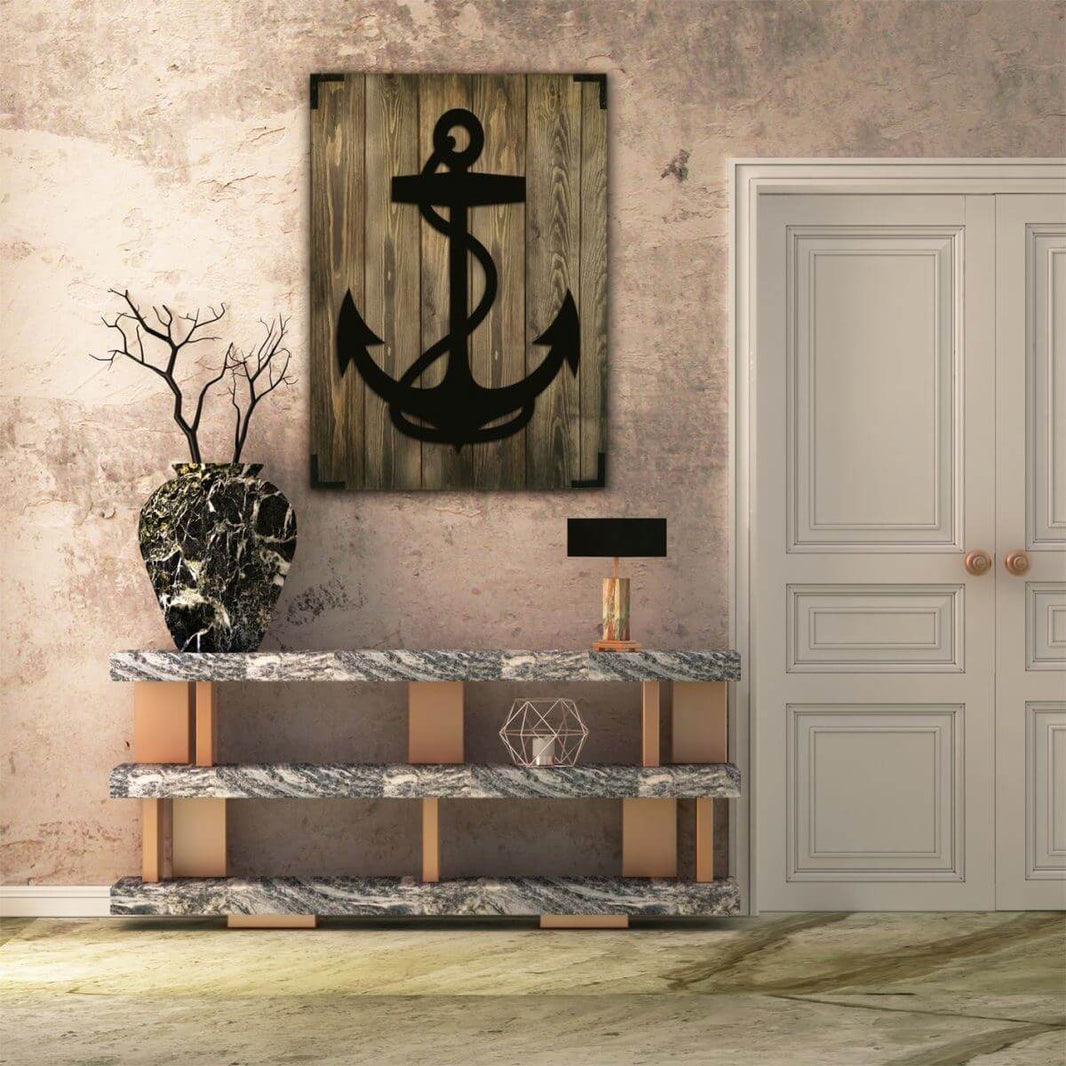 Wandbild Holz Anker Maritimes