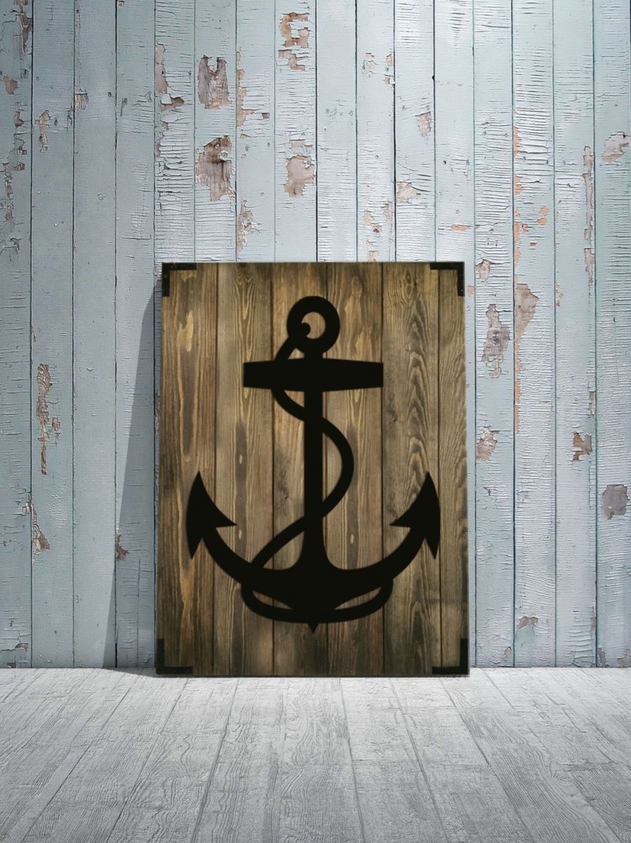 Wandbild Holz Anker – Maritimes Design für Wohnzimmer - Bild 3