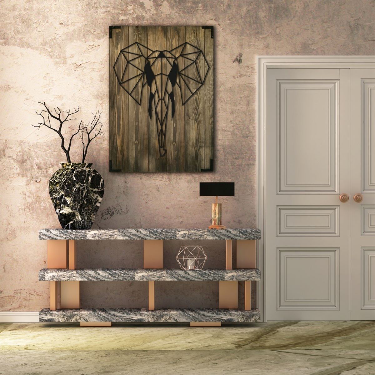 Wandbild Holz Elefant – Exotisches Design für Wohnzimmer - Bild 1