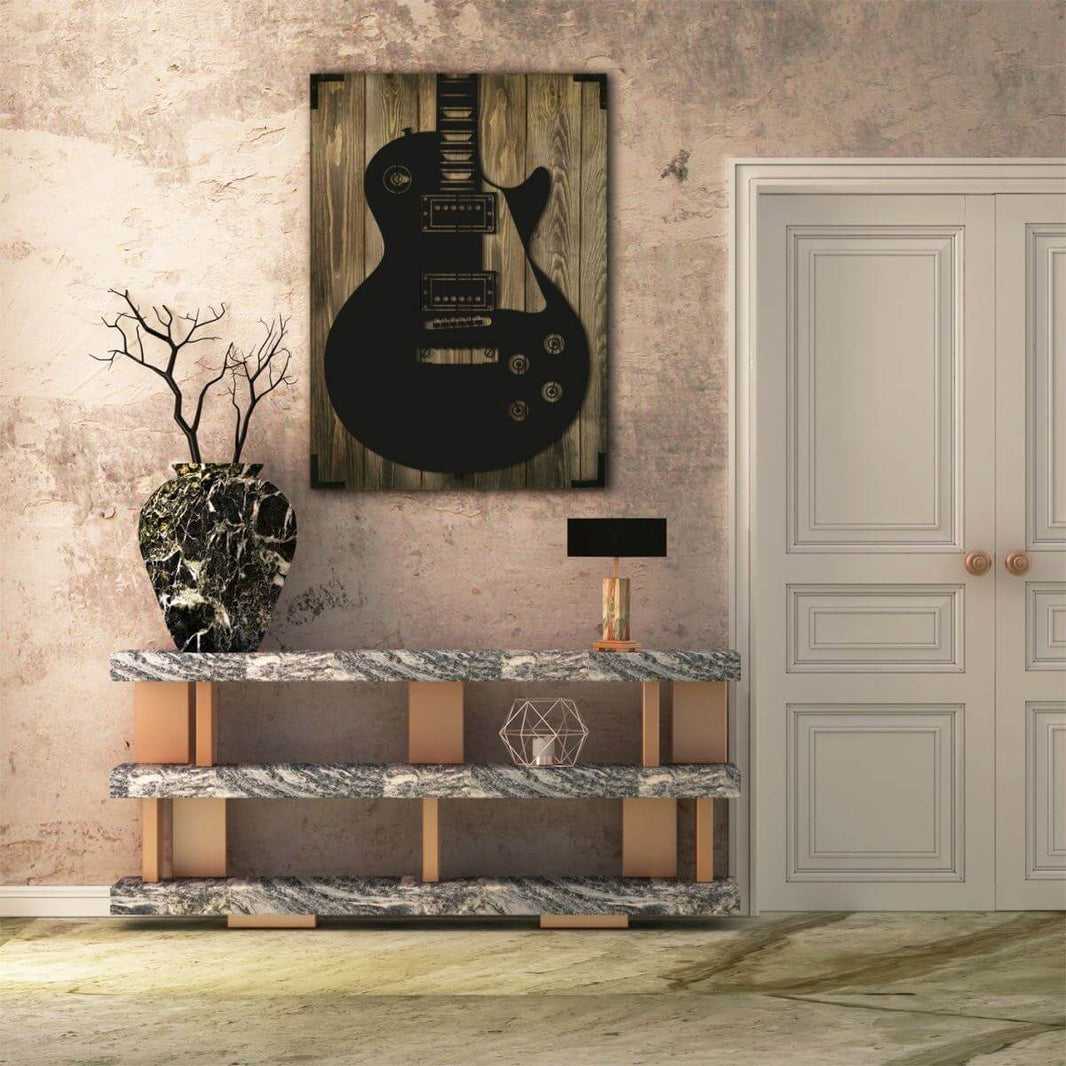 Wandbild Holz E Gitarre