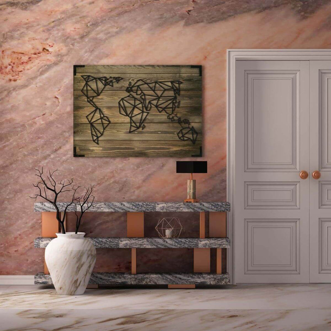 Wandbild Holz Welt Weltkarte