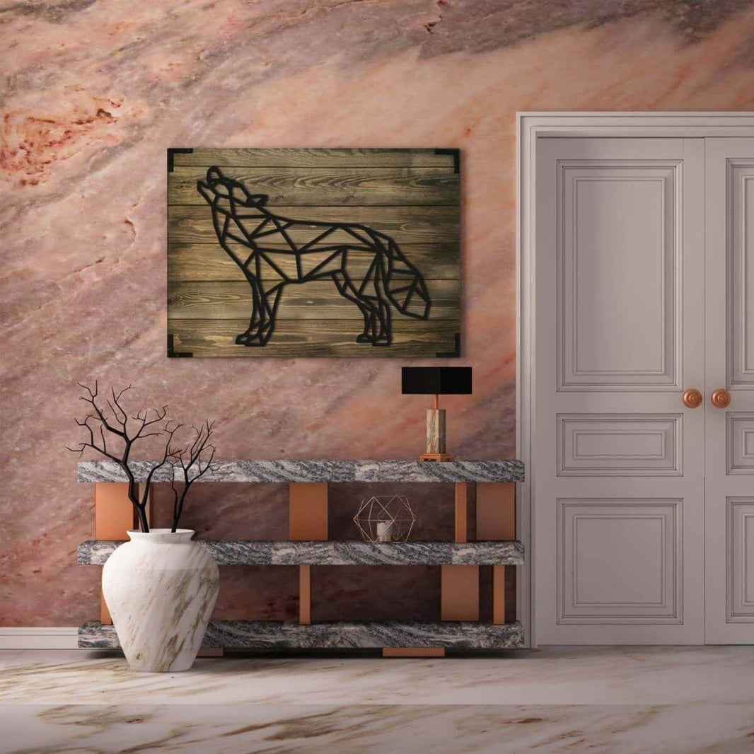 Wandbild Holz Wolf Wilde