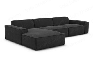 Polster Ecksofa Formenta L-Form Kurz – Komfort in Strukturstoff und der Farbe Schwarz - Ausrichtung links