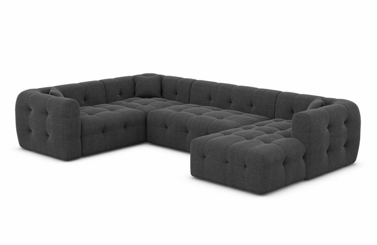Couchlandschaft Sevilla U-Form in Stoff Anthrazit