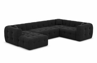 Stoff Wohnlandschaft Sevilla U-Form in Strukturstoff und der Farbe Schwarz - Ausrichtung links