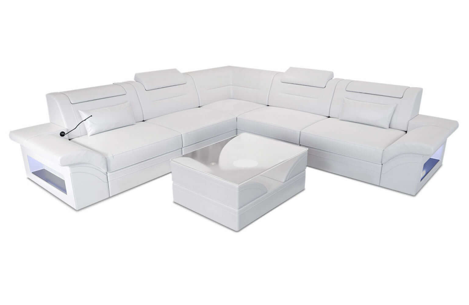 Mini Ecksofa Brianza L-Form aus Leder weiß