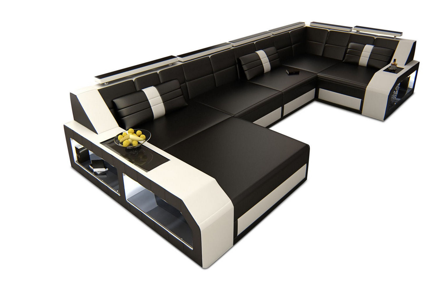 Leder Wohnlandschaft Arezzo mit LED