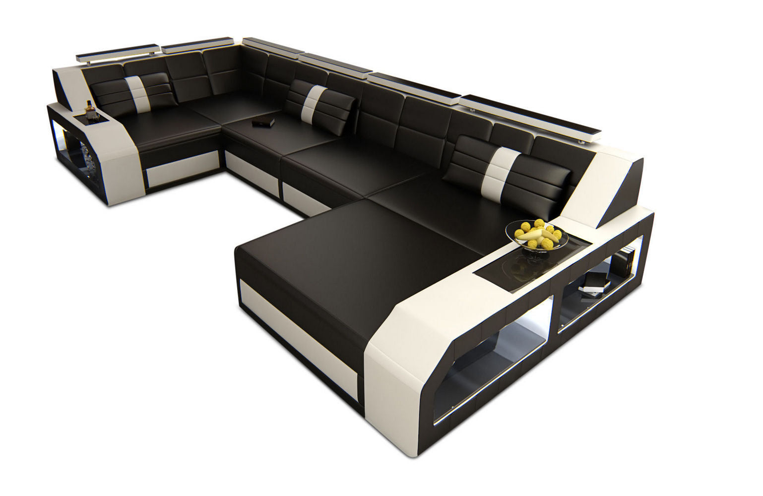 Leder Wohnlandschaft Arezzo mit LED