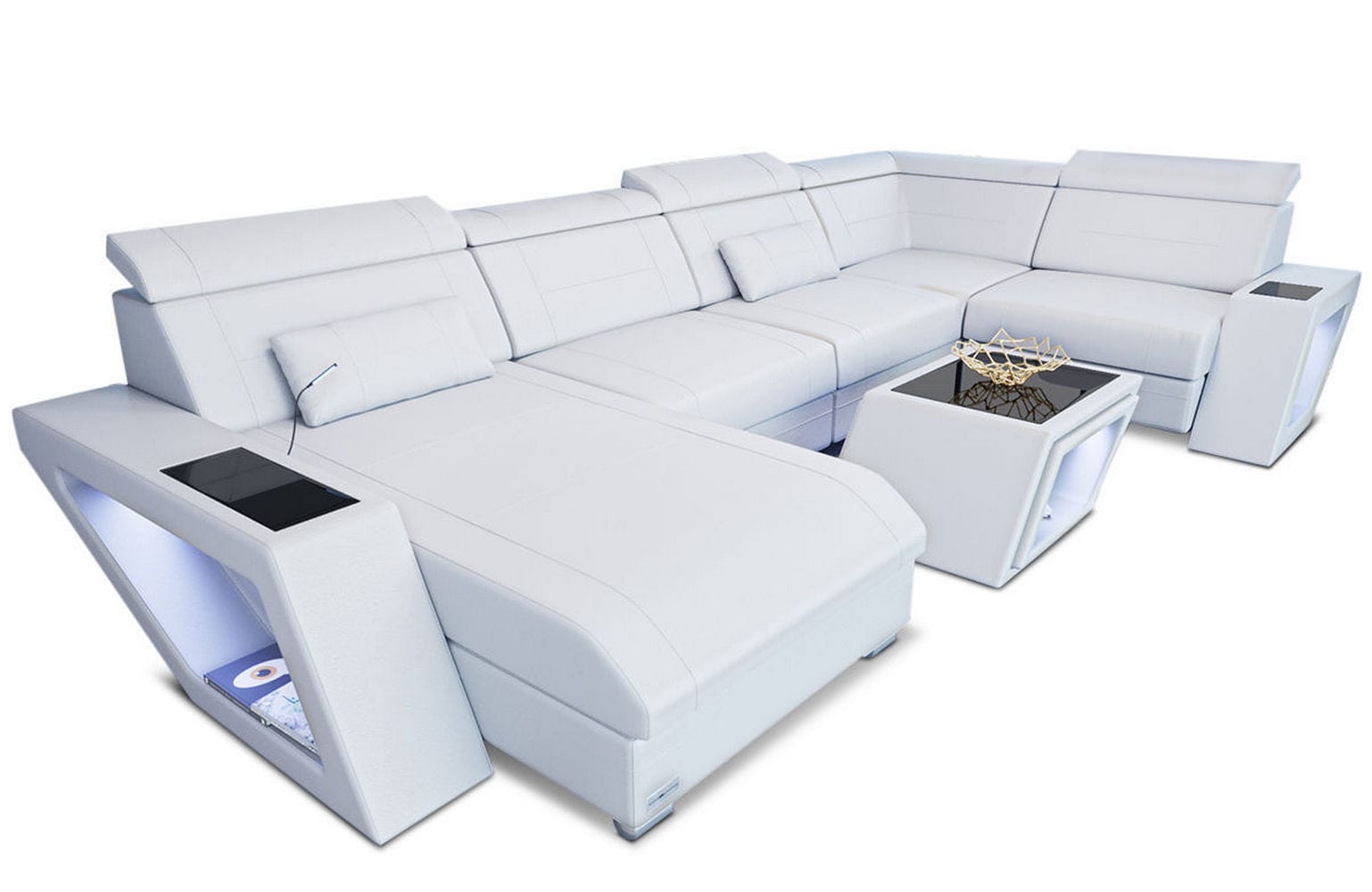 Leder Wohnlandschaft Catania – Modern & Bequem weiß