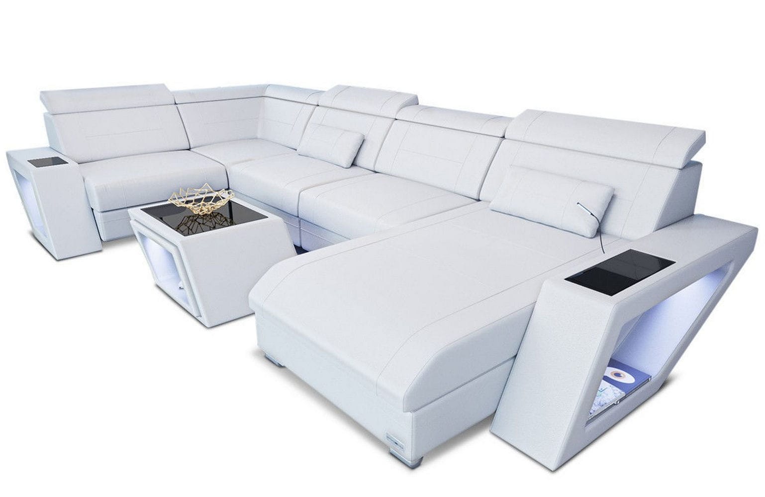 Leder Wohnlandschaft Catania – Modern & Bequem weiß
