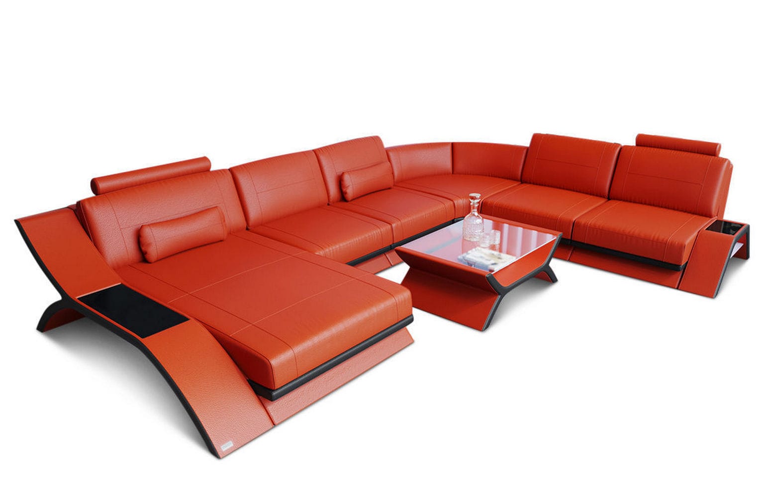 XXL Wohnlandschaft Calabria orange-schwarz