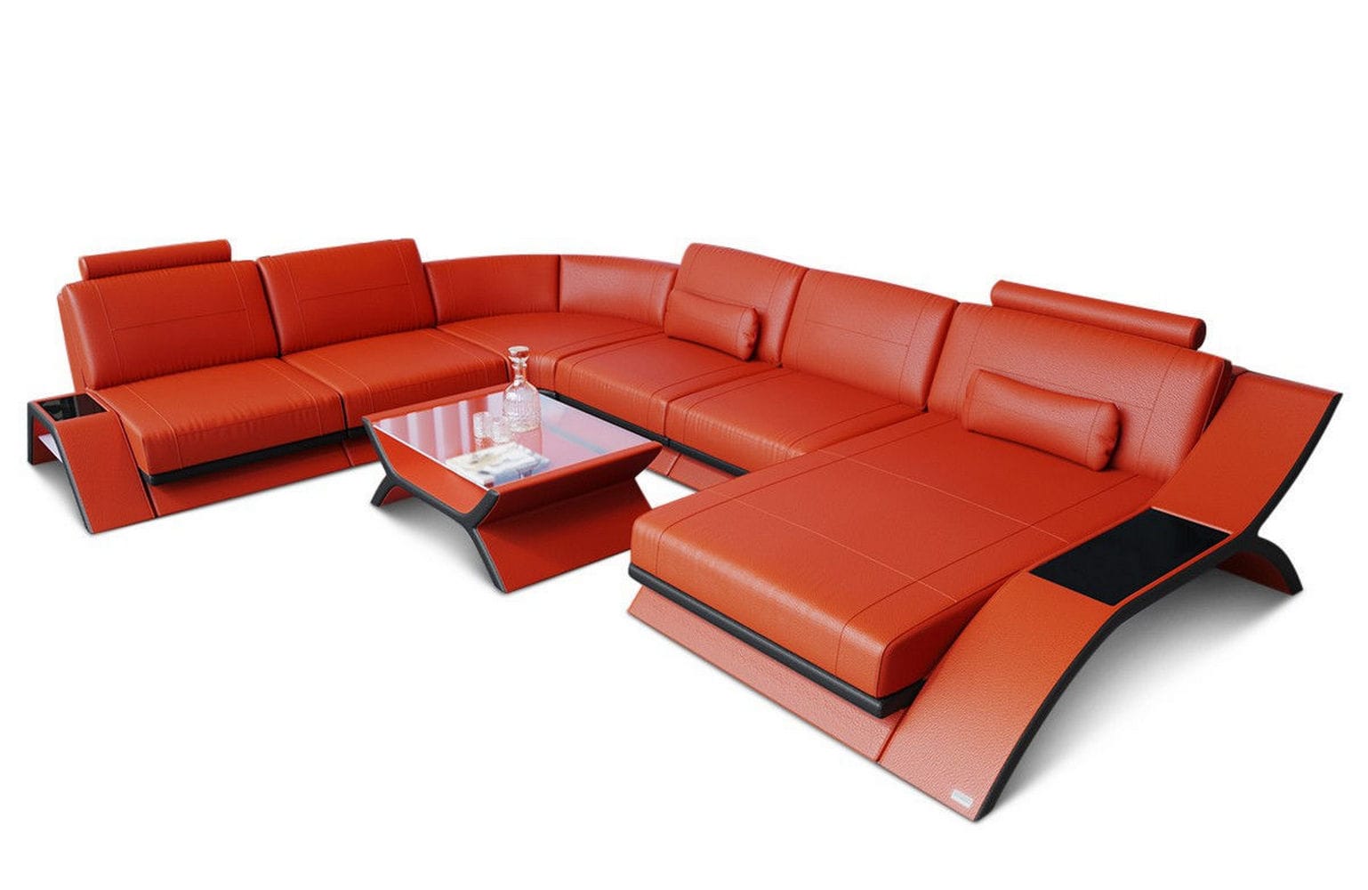 XXL Wohnlandschaft Calabria orange-schwarz