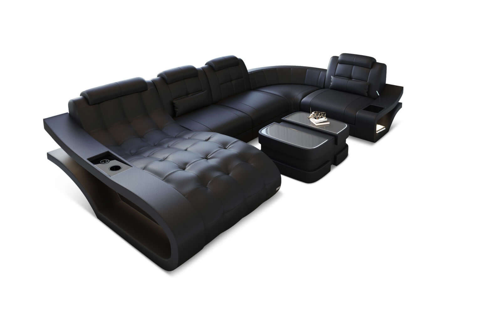 Leder Wohnlandschaft Elegante – Komfort pur schwarz