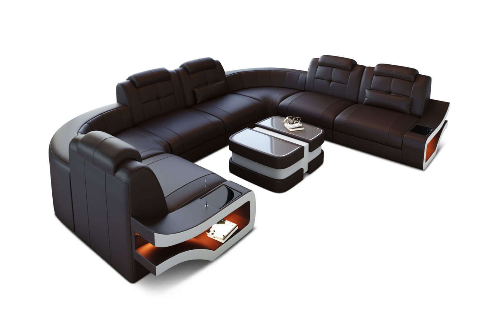 Leder Wohnlandschaft Elena U Form Mini