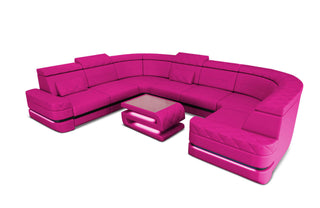Leder Wohnlandschaft Positano – Stilvoll & Komfortabel in Kunstleder und der Farbe Pink und Schwarz - Ausrichtung links