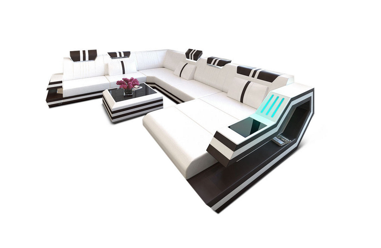 Ledersofa Wohnlandschaft Ravenna XL mit LED