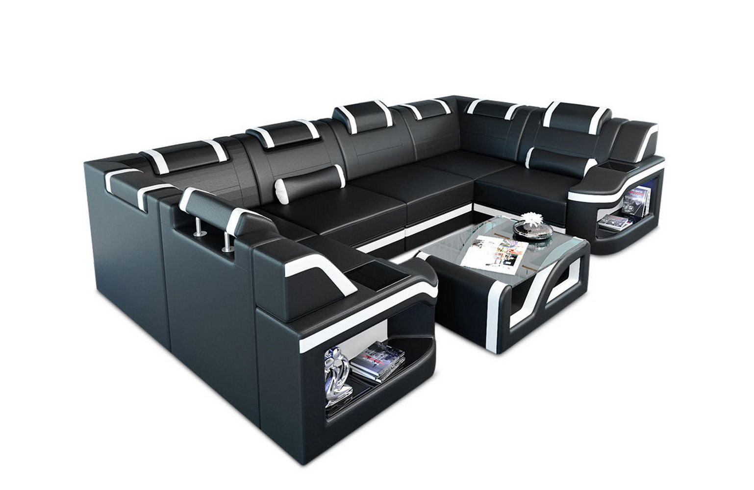 Leder Wohnlandschaft Padua U – Elegantes Sofa