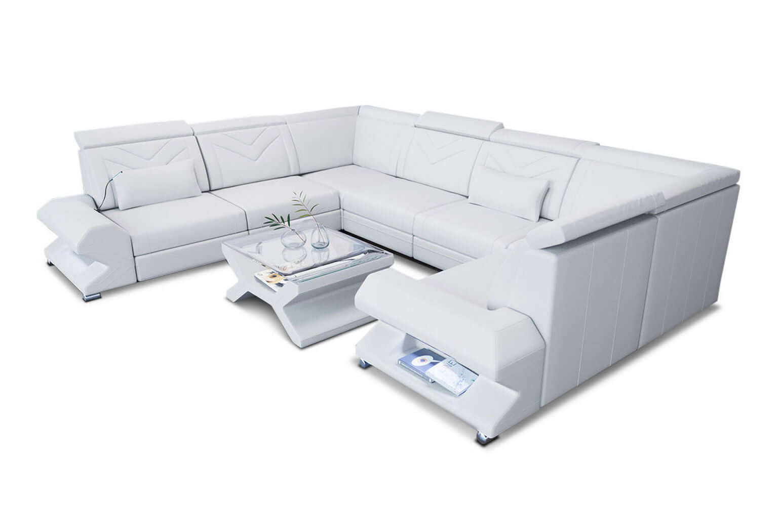Mini Leder Wohnlandschaft Sorrento – Modern und Stilvoll Weiß