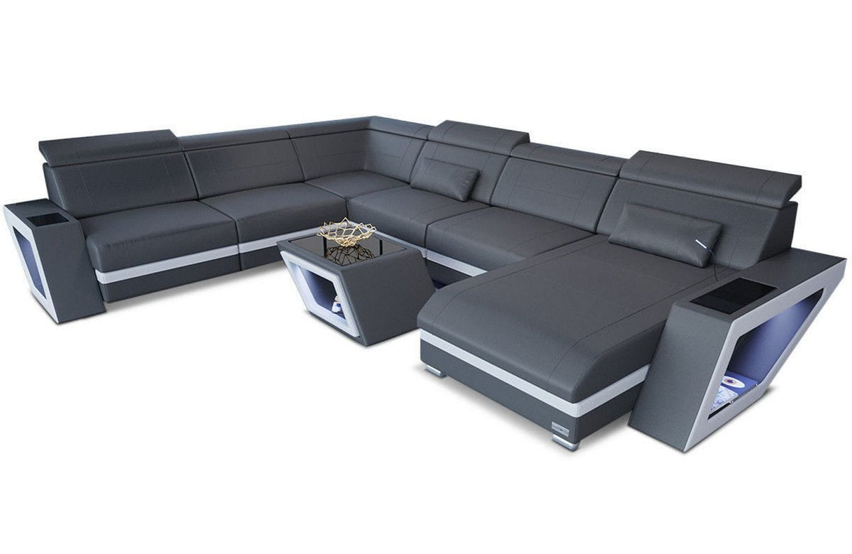XXL Wohnlandschaft Catania U-Form in Leder