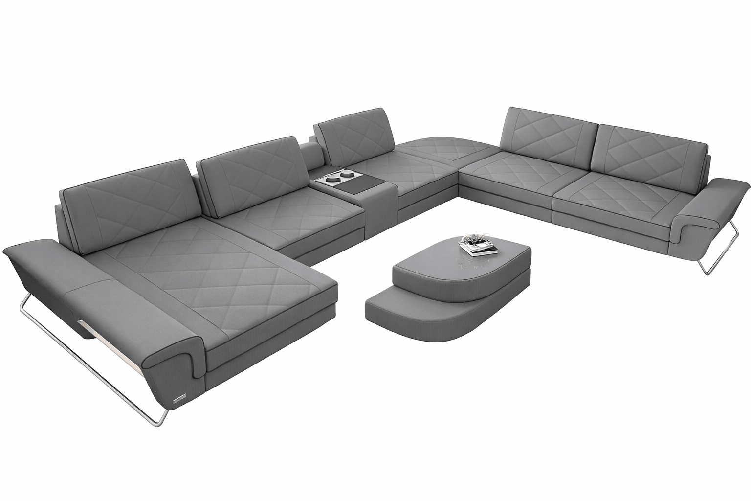 Stoff Wohnlandschaft Bari XXL – Geräumig & Bequem Grau-Schwarz