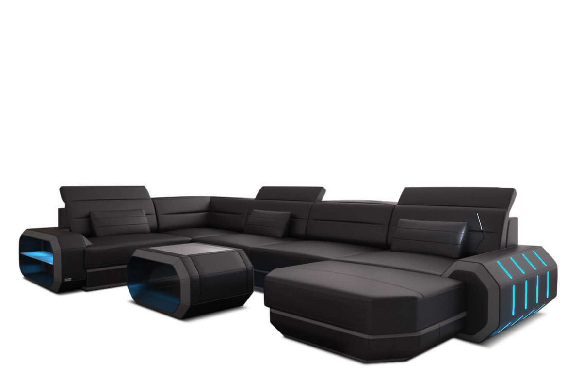 Mini Wohnlandschaft Roma XL U-Form in Leder