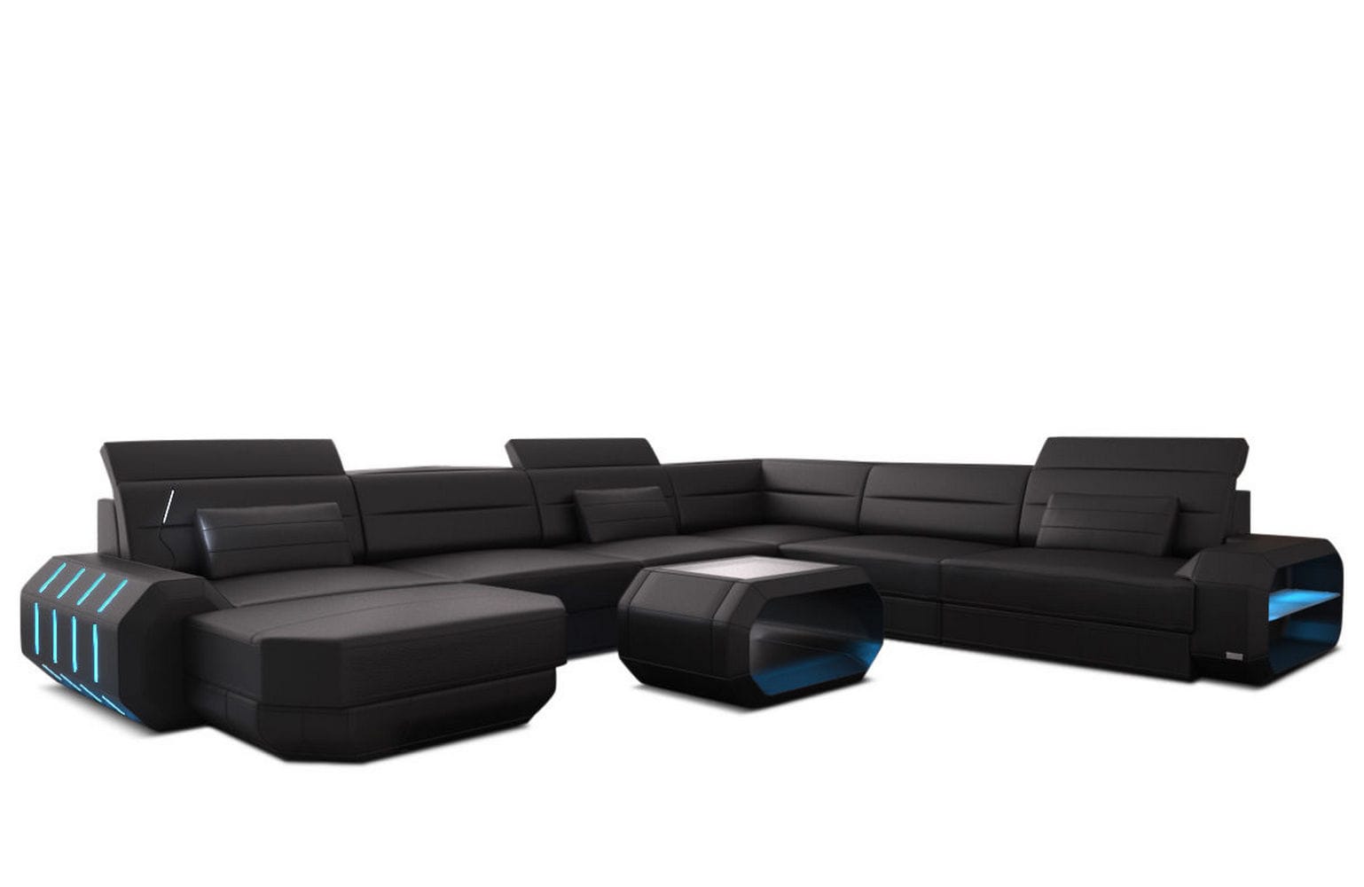 XL Wohnlandschaft Roma mit LED – Komfort & Stil schwarz