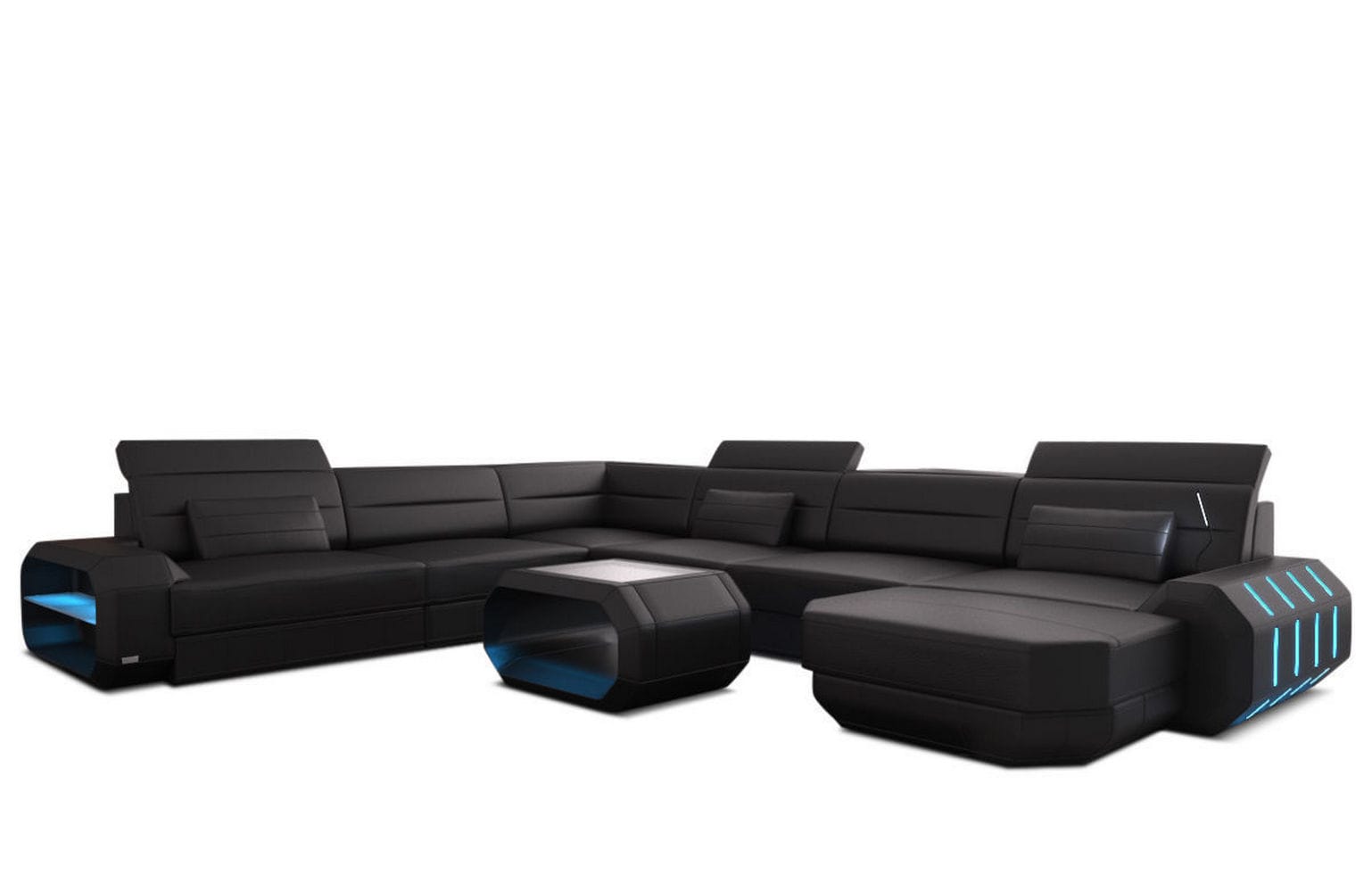 XL Wohnlandschaft Roma mit LED – Komfort & Stil schwarz