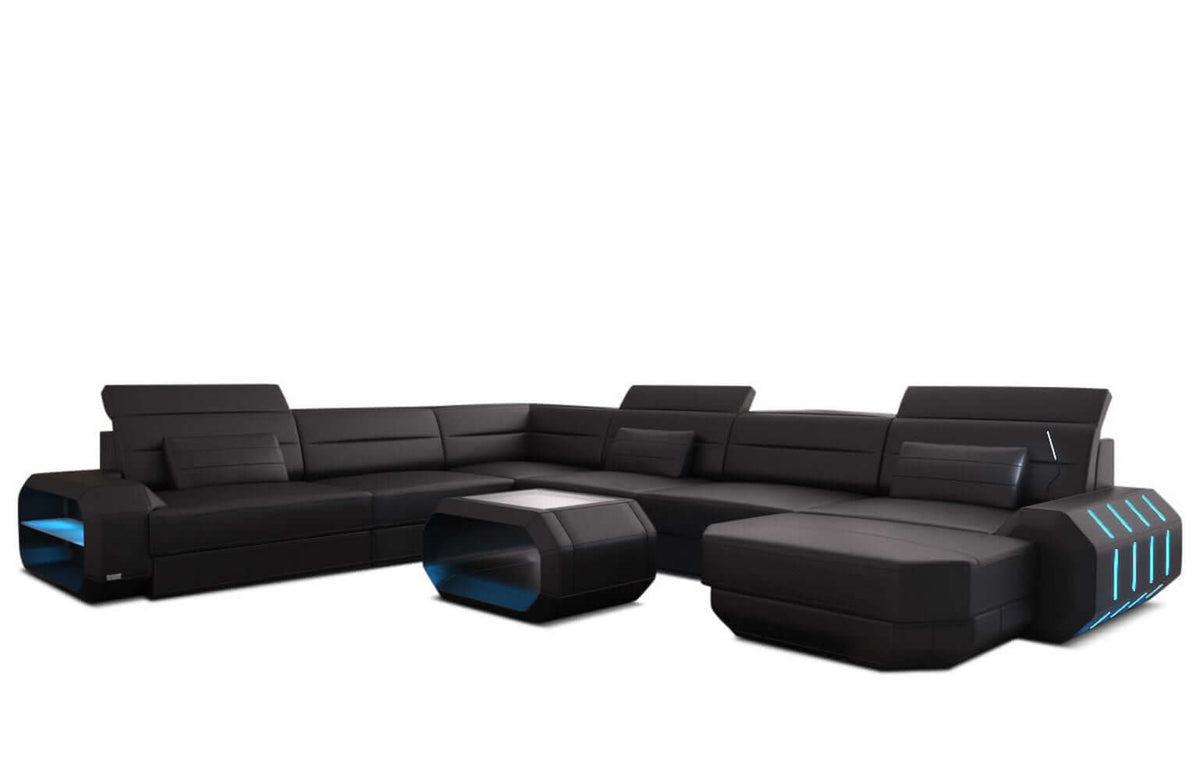 Mini XL Wohnlandschaft Roma U-Form aus Leder
