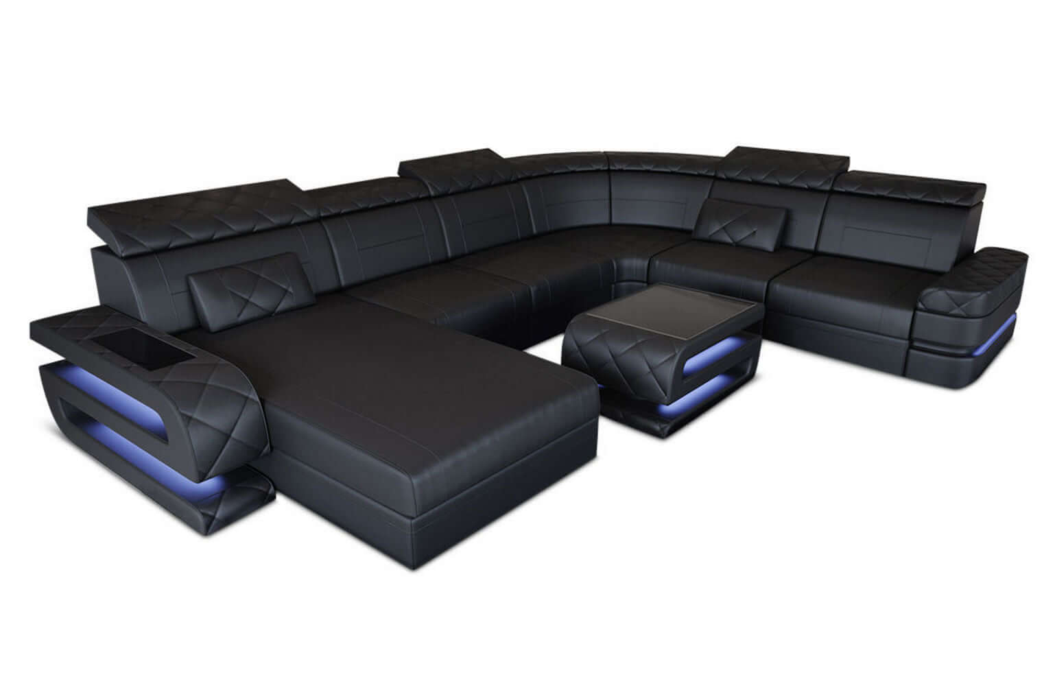 Mini XXL Leder Wohnlandschaft Bologna – Komfort & Stil Schwarz