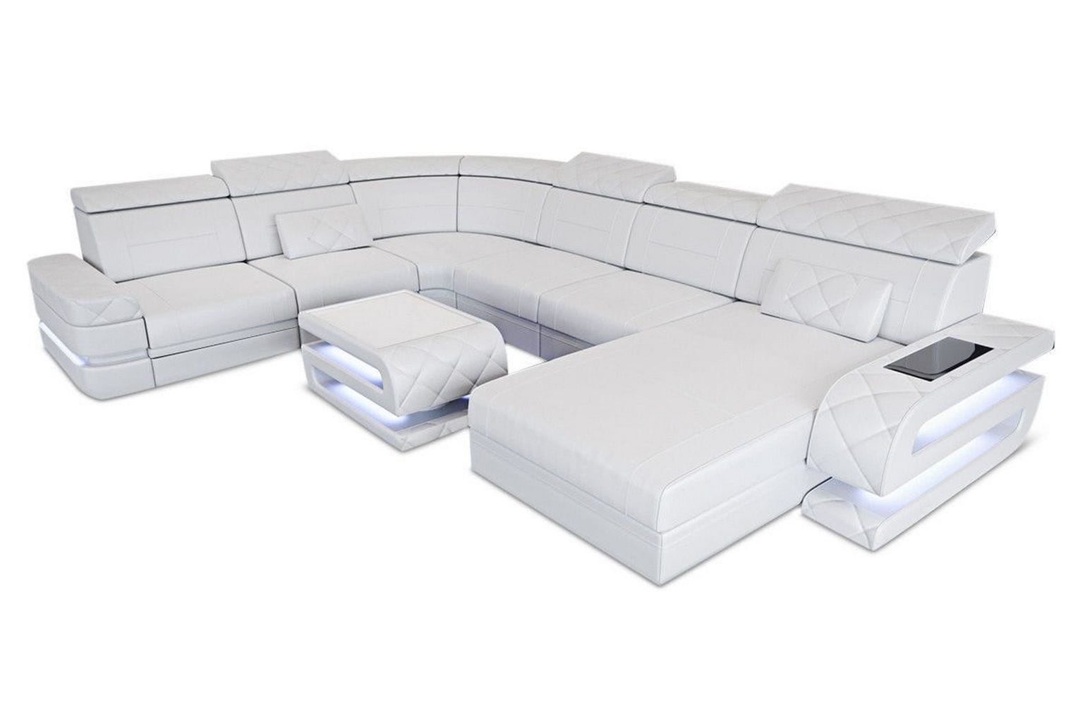 Wohnlandschaft Bologna Luxurios XXL in Leder weiß