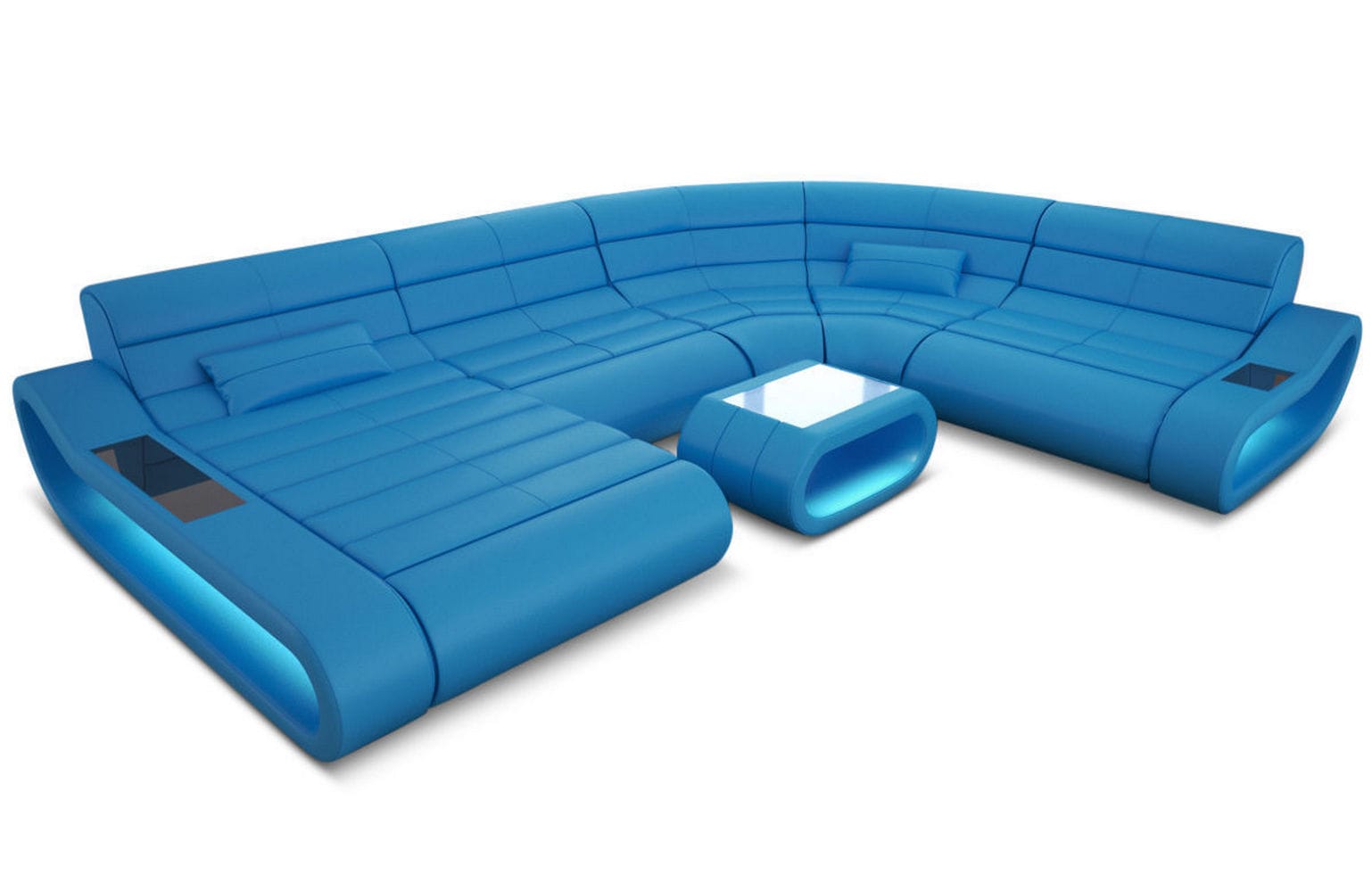 Leder Wohnlandschaft Concept XXL – Komfort & Stil blau