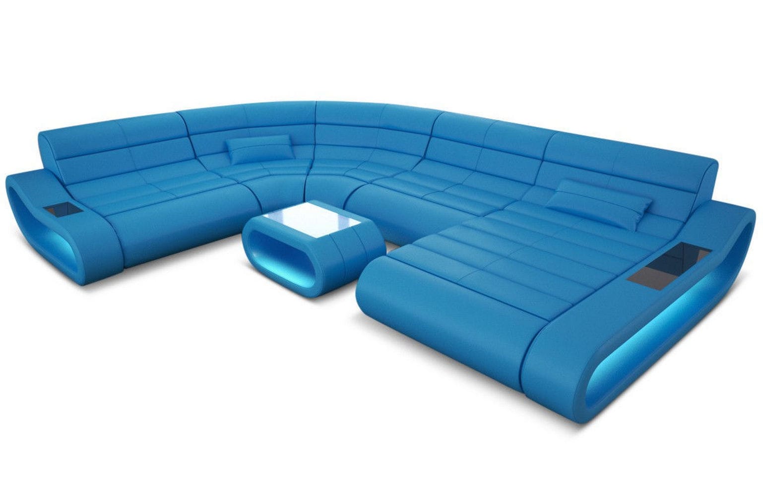 Leder Wohnlandschaft Concept XXL – Komfort & Stil blau