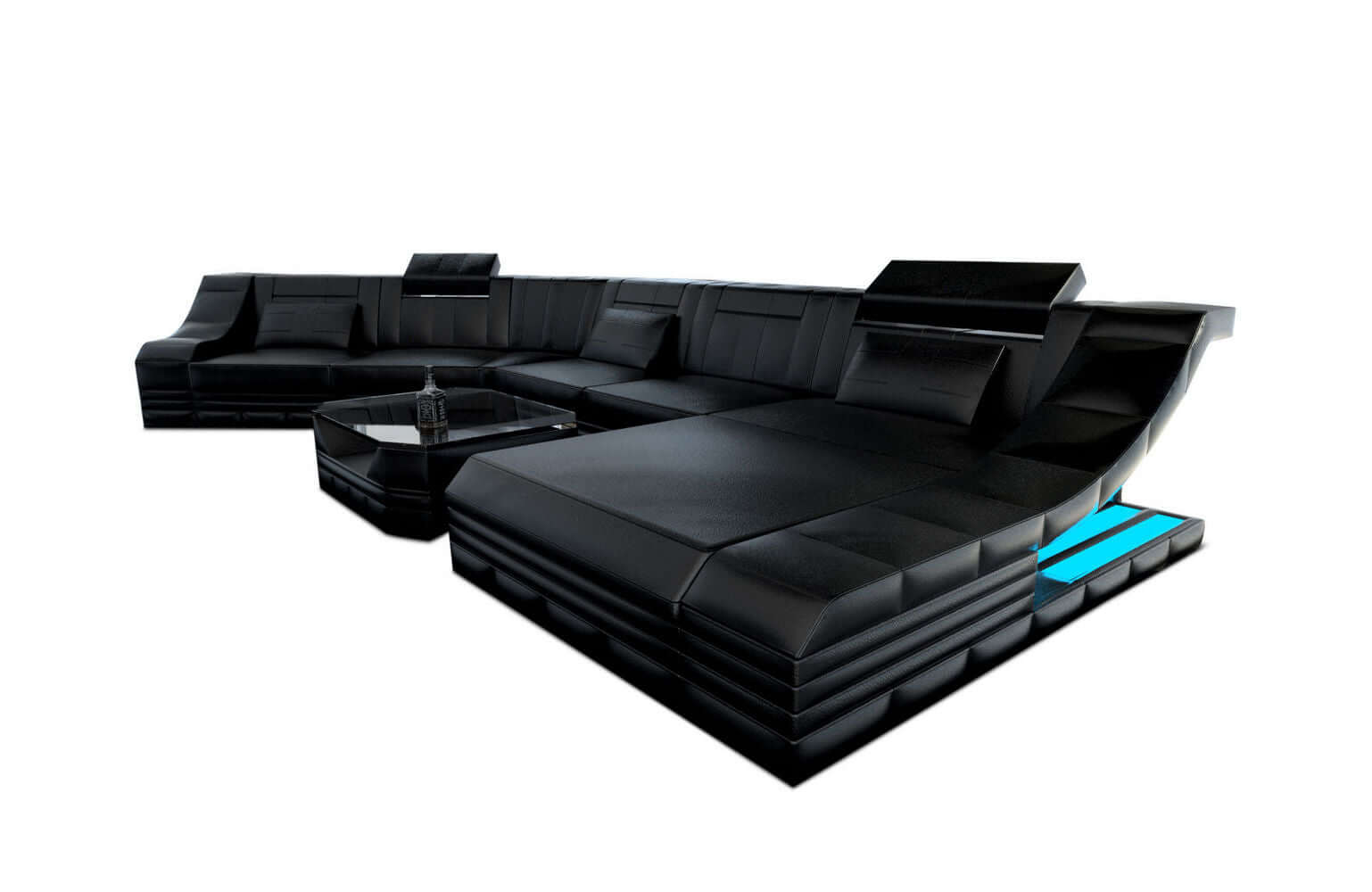 Mini Sofa Turino CL-Form aus Leder Schwarz