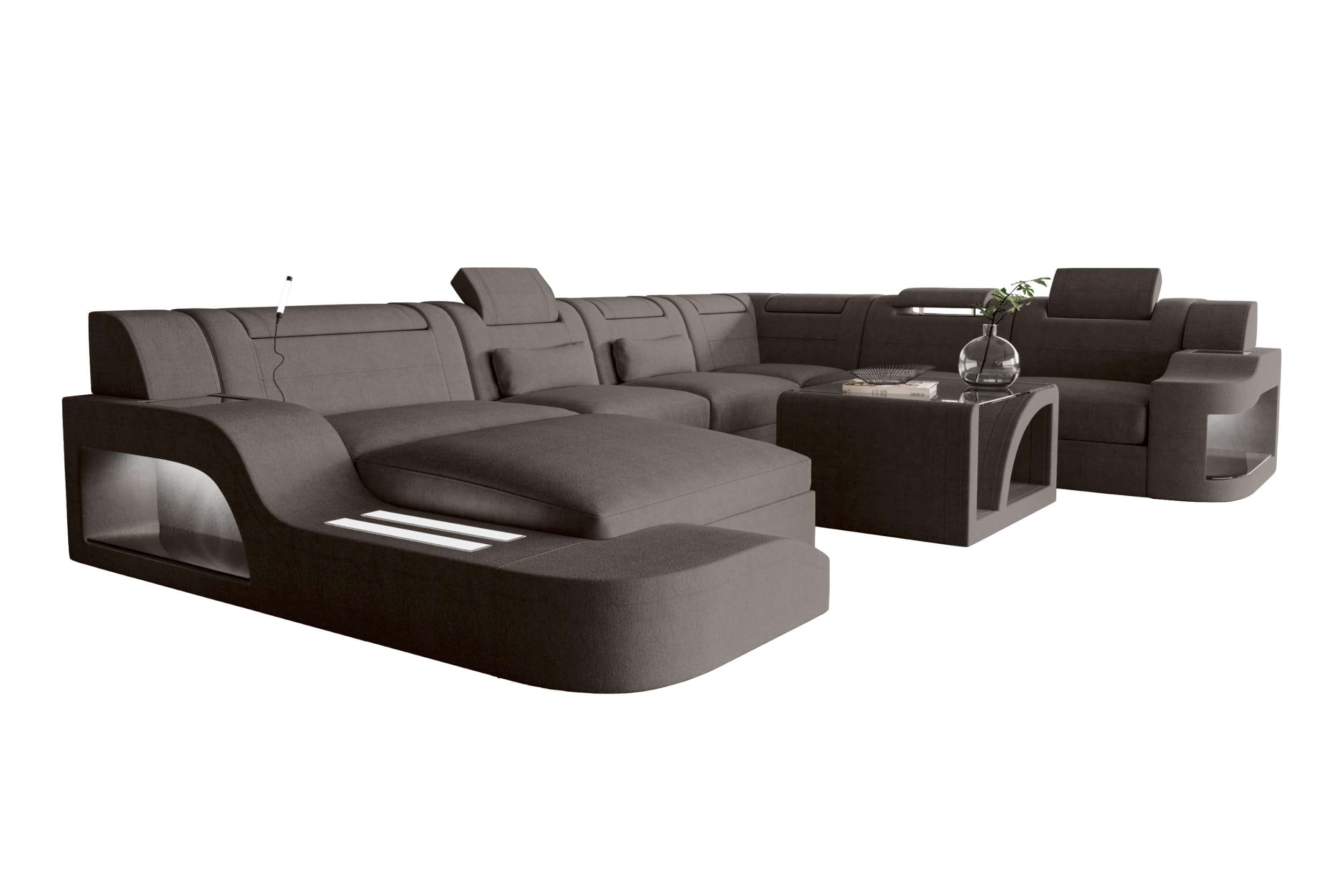 XXL Wohnlandschaft Palermo Stoffsofa Hellbraun