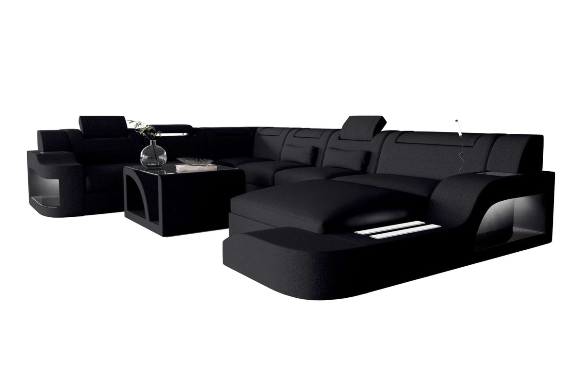 XXL Wohnlandschaft Palermo Stoffsofa Schwarz