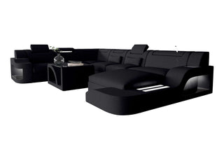 XXL Wohnlandschaft Palermo Stoffsofa, Material: Strukturstoff, Farbe: Schwarz